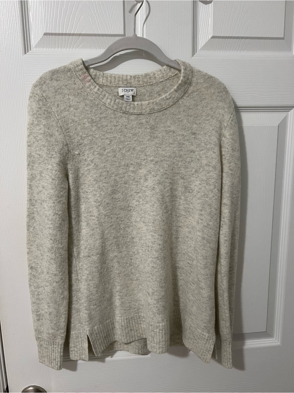 J. Crew Heathered Light Gray Crewneck Sweater